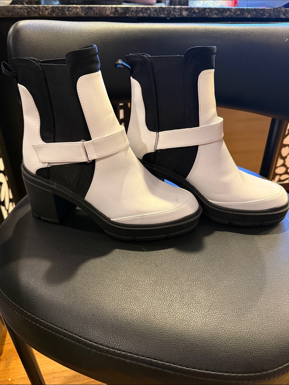 Rocket Dog White and Black Heeled Ankle Boots